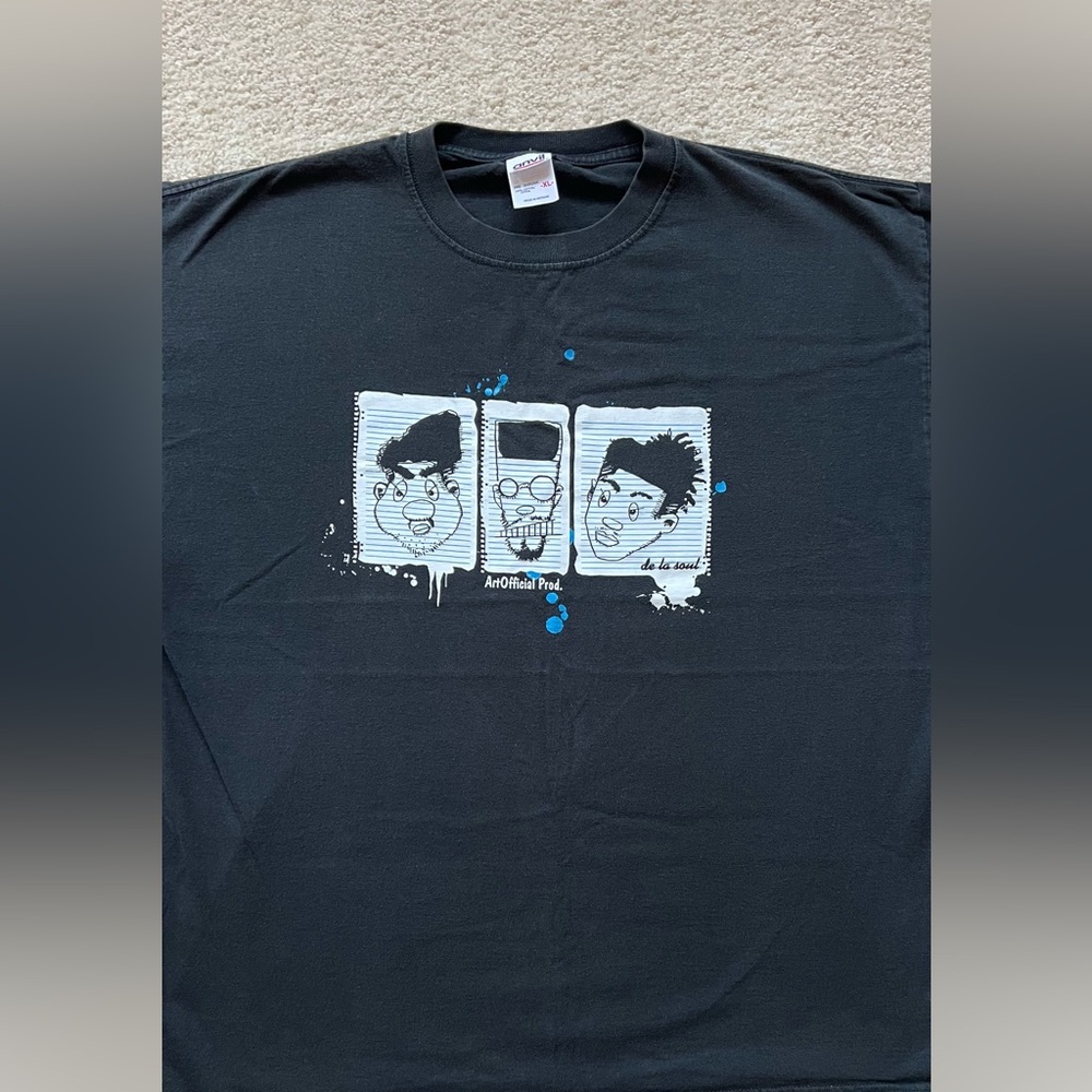 Vintage Rare De La Soul T-Shirt XL Black Hip Hop 3 Feet High and Rising Artwork - Picture 2 of 10